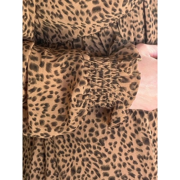 Kori America Pink Blush Taupe Leopard Print Chiffon size small Dress - Picture 5 of 11